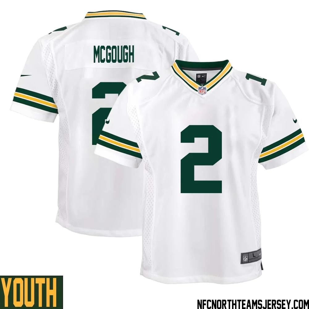 Alex McGough No 2 Green Bay Packers Away Game Jersey Youth White