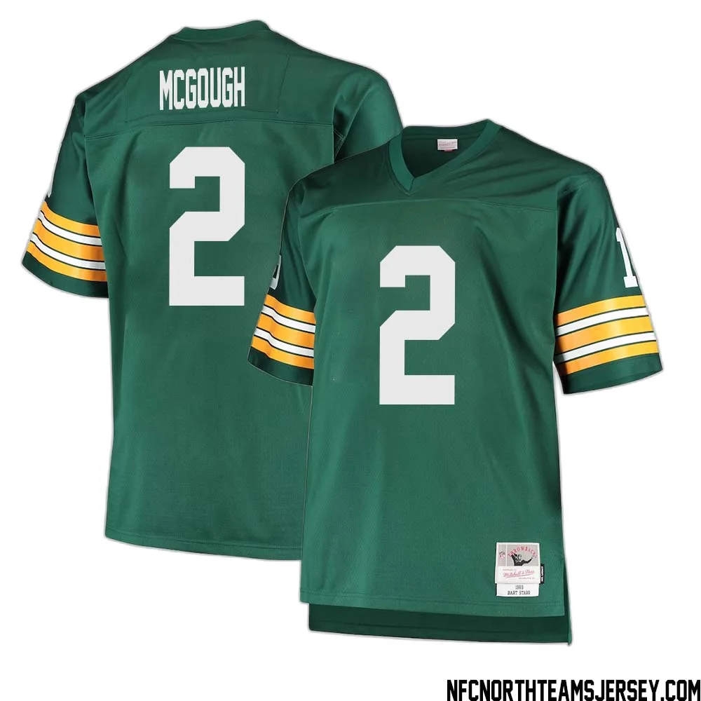 Alex McGough No 2 Green Bay Packers Mitchell Ness Big Tall 1968 Retired Player Replica Jersey Green 1