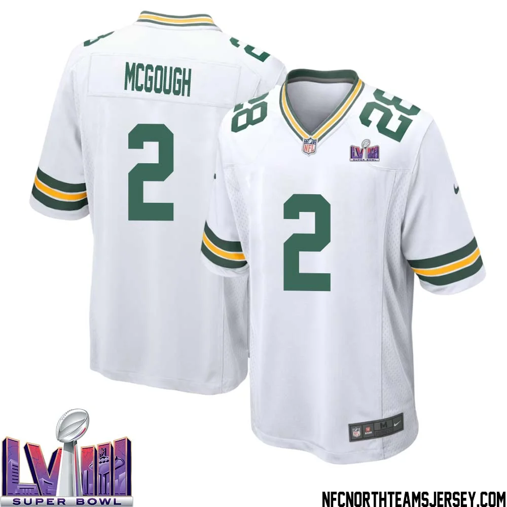 Alex McGough No 2 Green Bay Packers Super Bowl LVIII Away Game Jersey Mens White 1