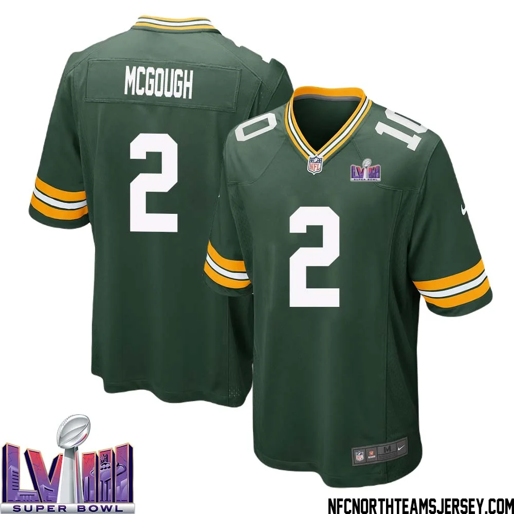 Alex McGough No 2 Green Bay Packers Super Bowl LVIII Home Game Jersey Mens