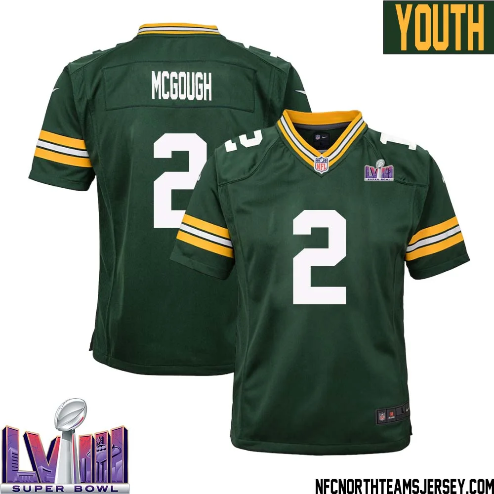 Alex McGough No 2 Green Bay Packers Super Bowl LVIII Home Game Jersey Youth