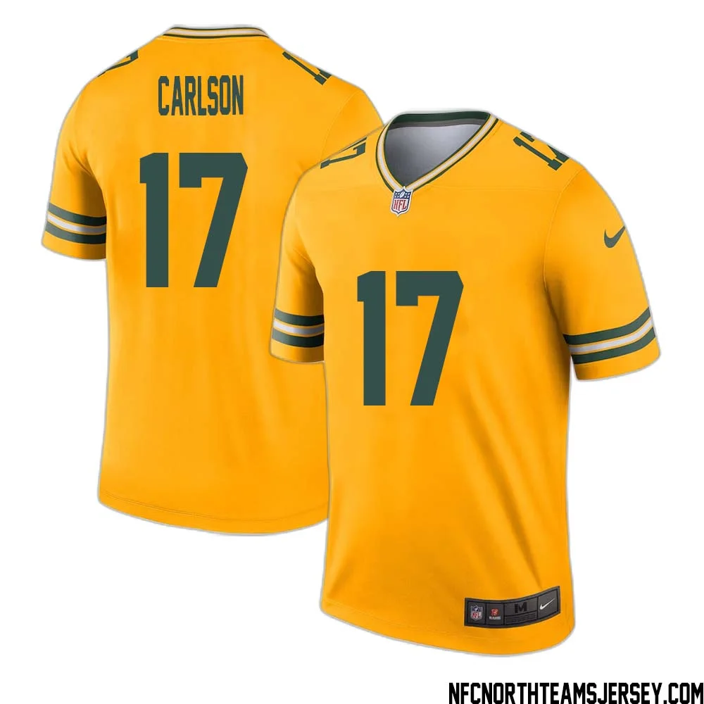 Anders Carlson No 17 Davante Adams Green Bay Packers Inverted Legend Jersey Gold