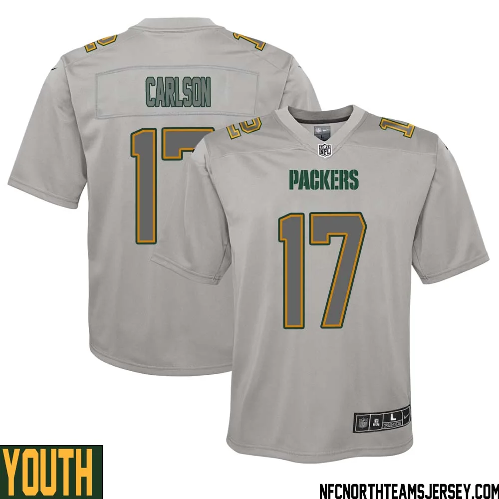 Anders Carlson No 17 Green Bay Packers Atmosphere Jersey Grey Youth
