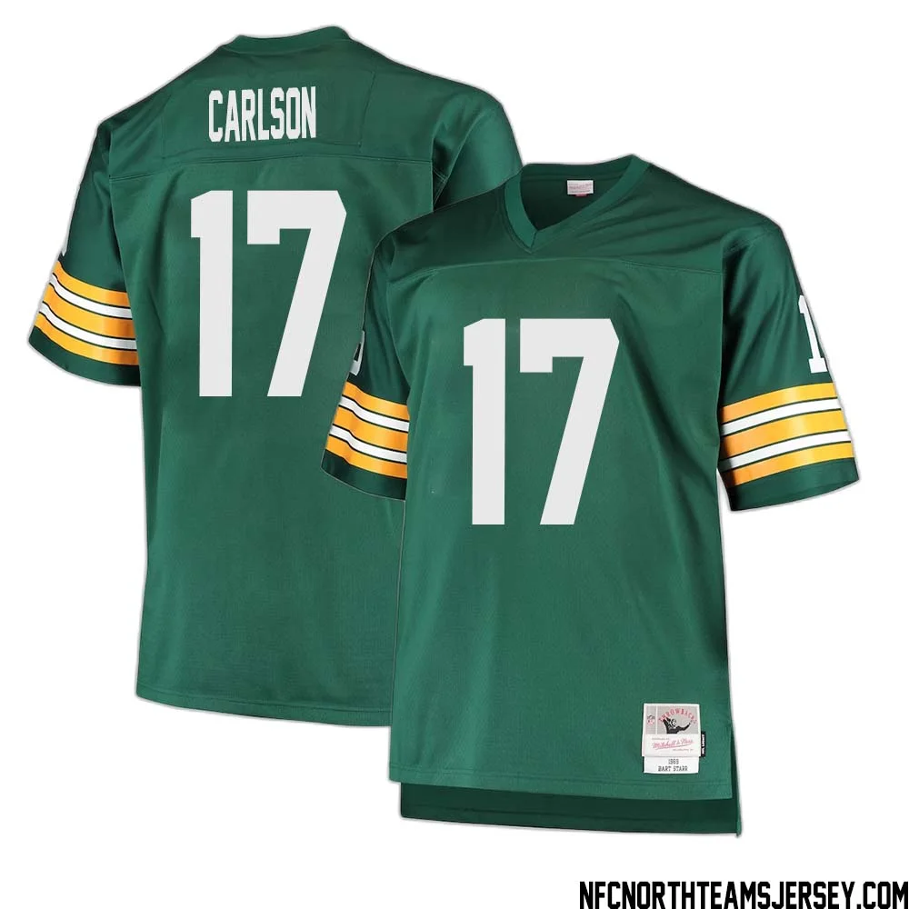 Anders Carlson No 17 Green Bay Packers Mitchell Ness Big Tall 1968 Retired Player Replica Jersey Green