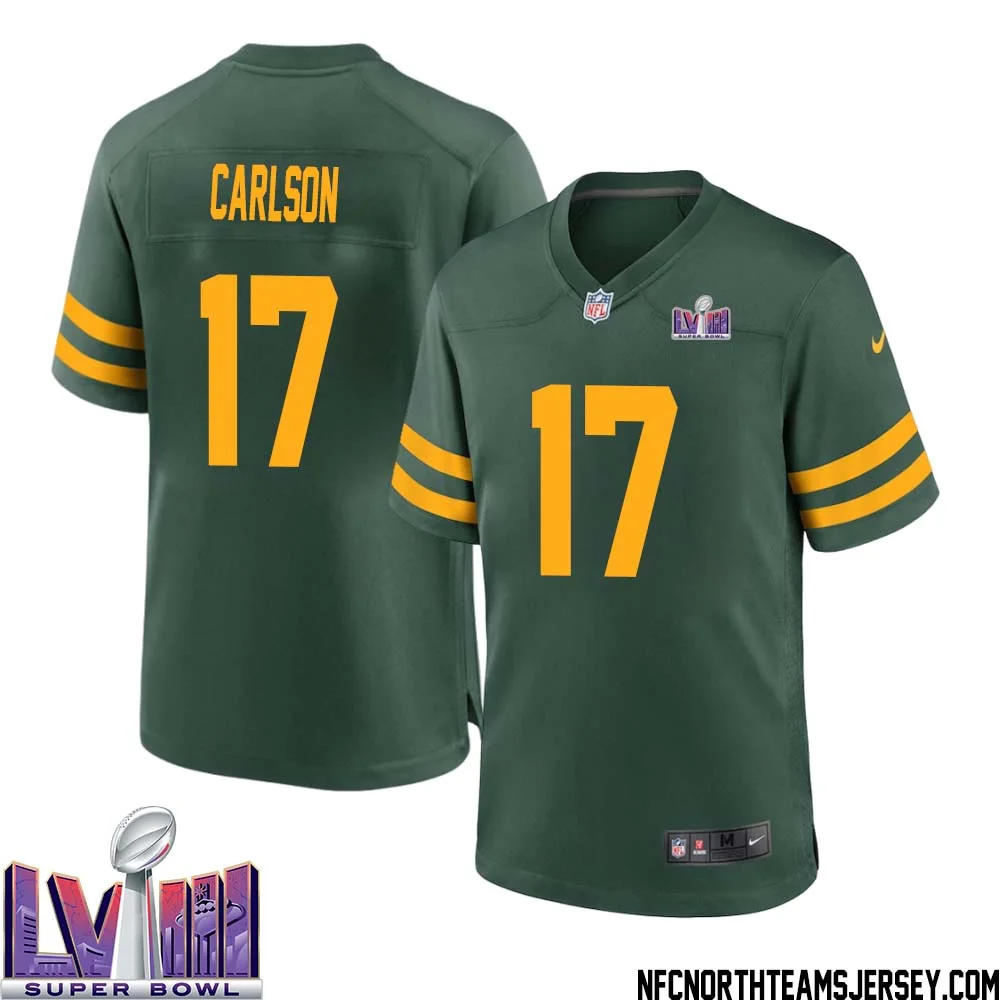 Anders Carlson No 17 Green Bay Packers Super Bowl LVIII Alternate Green Jersey for Men 1