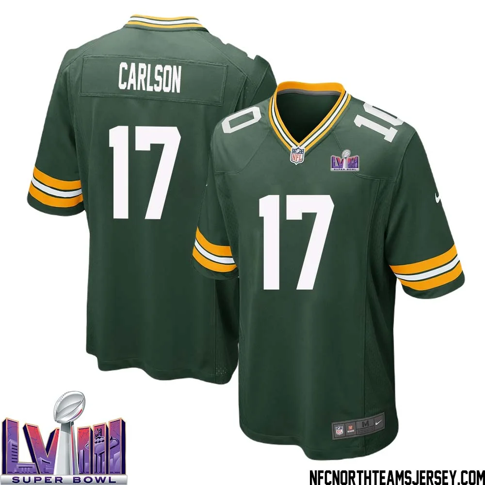 Anders Carlson No 17 Green Bay Packers Super Bowl LVIII Home Game Jersey Mens 1