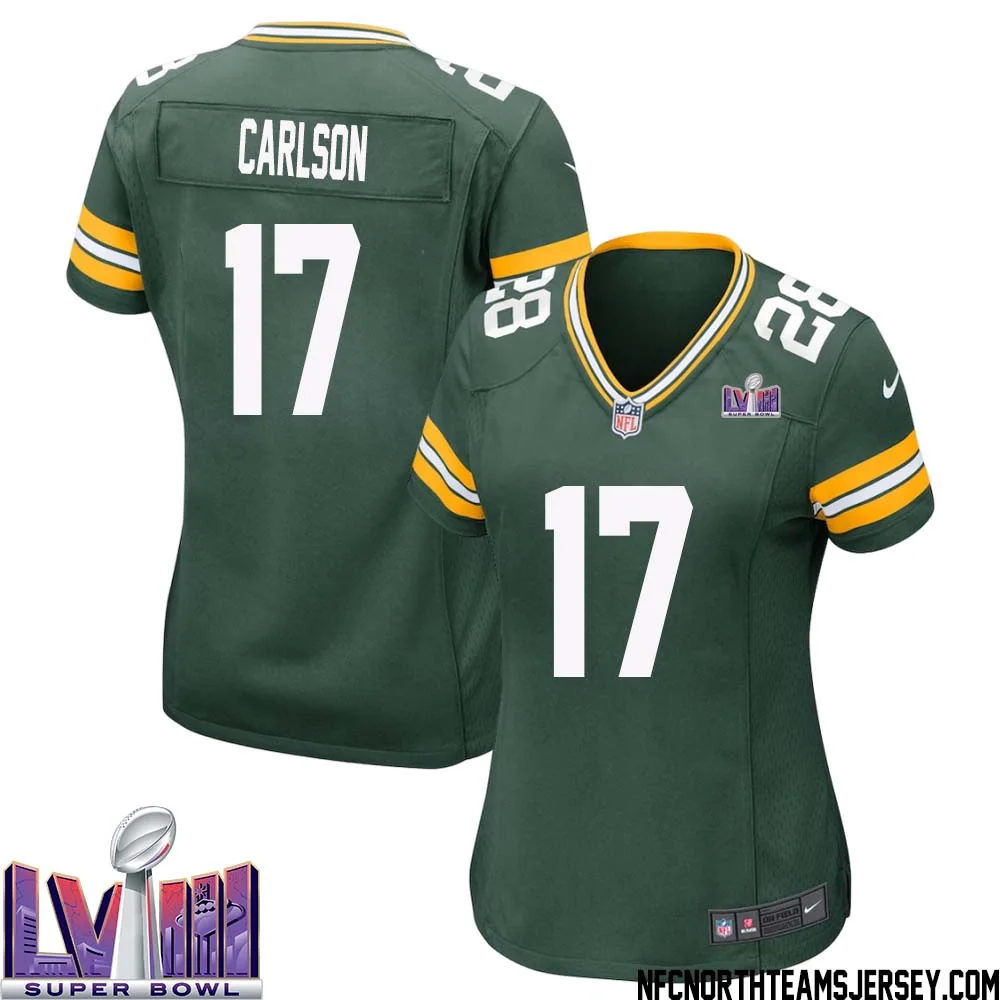 Anders Carlson No 17 Green Bay Packers Super Bowl LVIII Home Game Jersey Womens 1