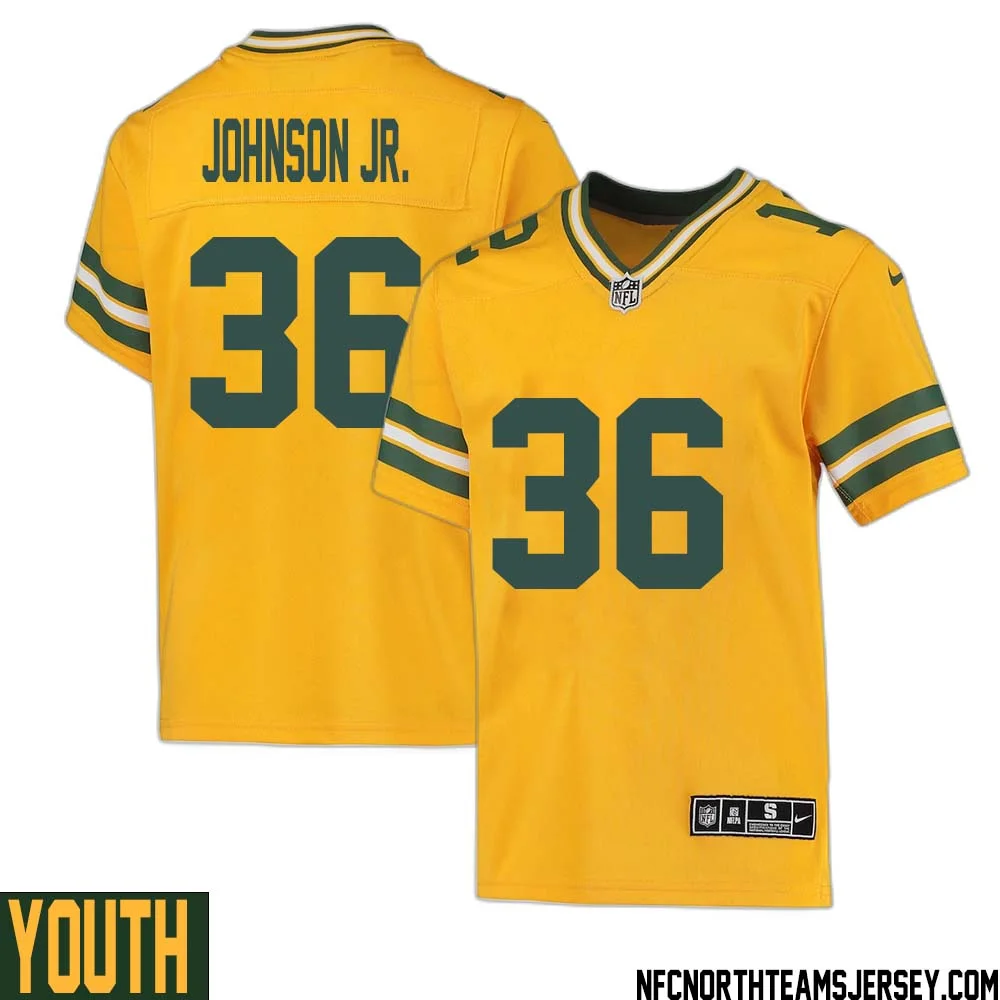 Anthony Johnson Jr. No 36 Davante Adams Green Bay Packers Inverted Legend Jersey Gold Youth