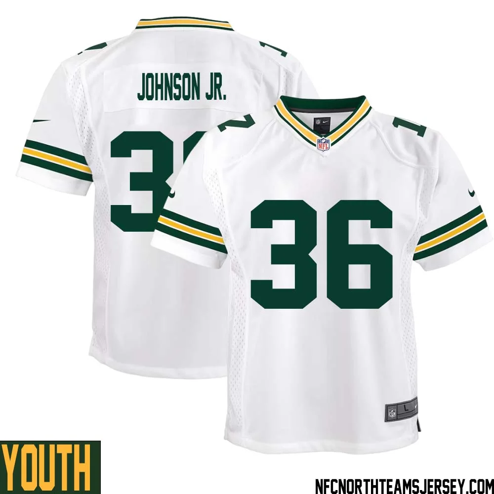 Anthony Johnson Jr. No 36 Green Bay Packers Away Game Jersey Youth White