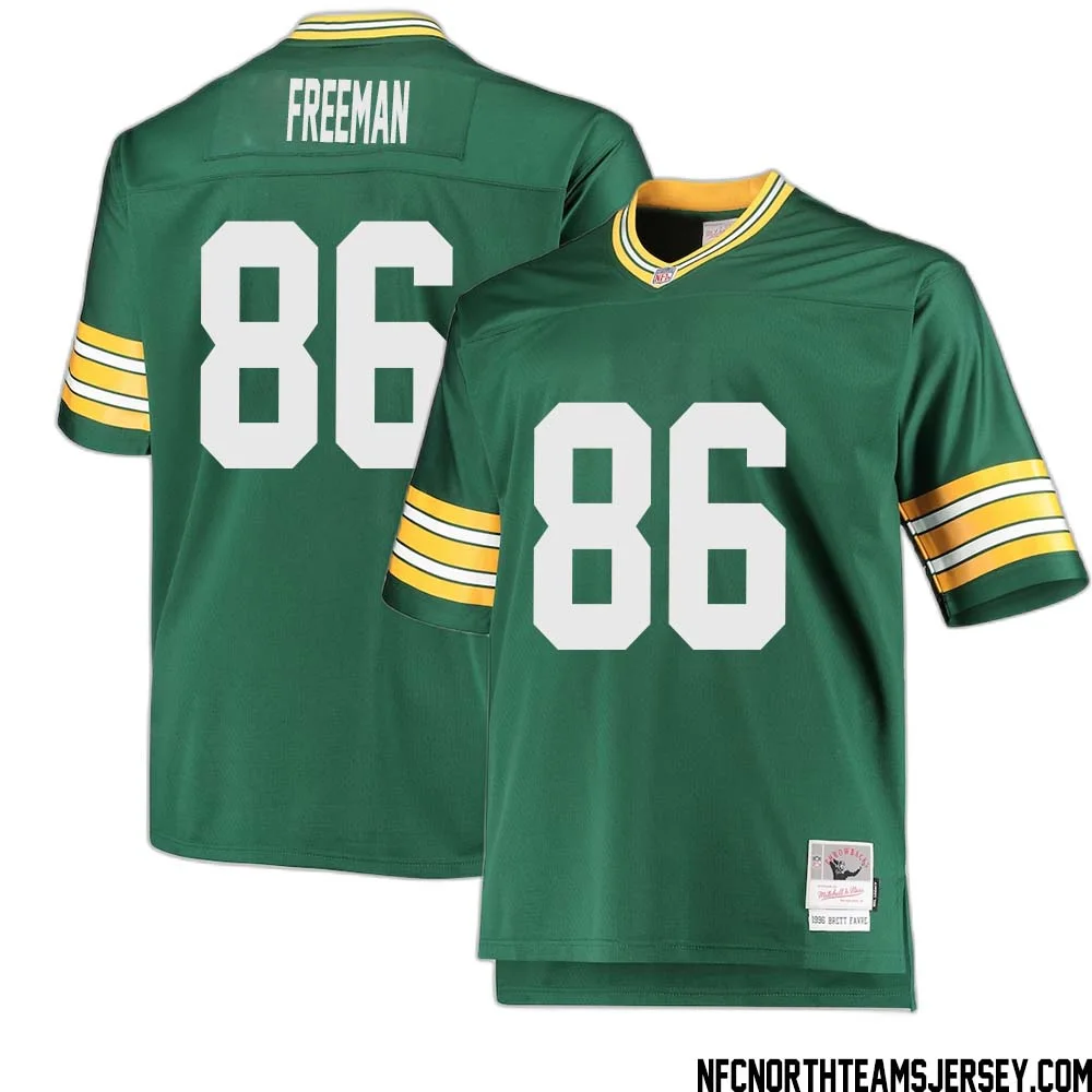 Antonio Freeman No 86 Green Bay Packers Mitchell Ness Big Tall 1996 Retired Player Replica Jersey Green 2