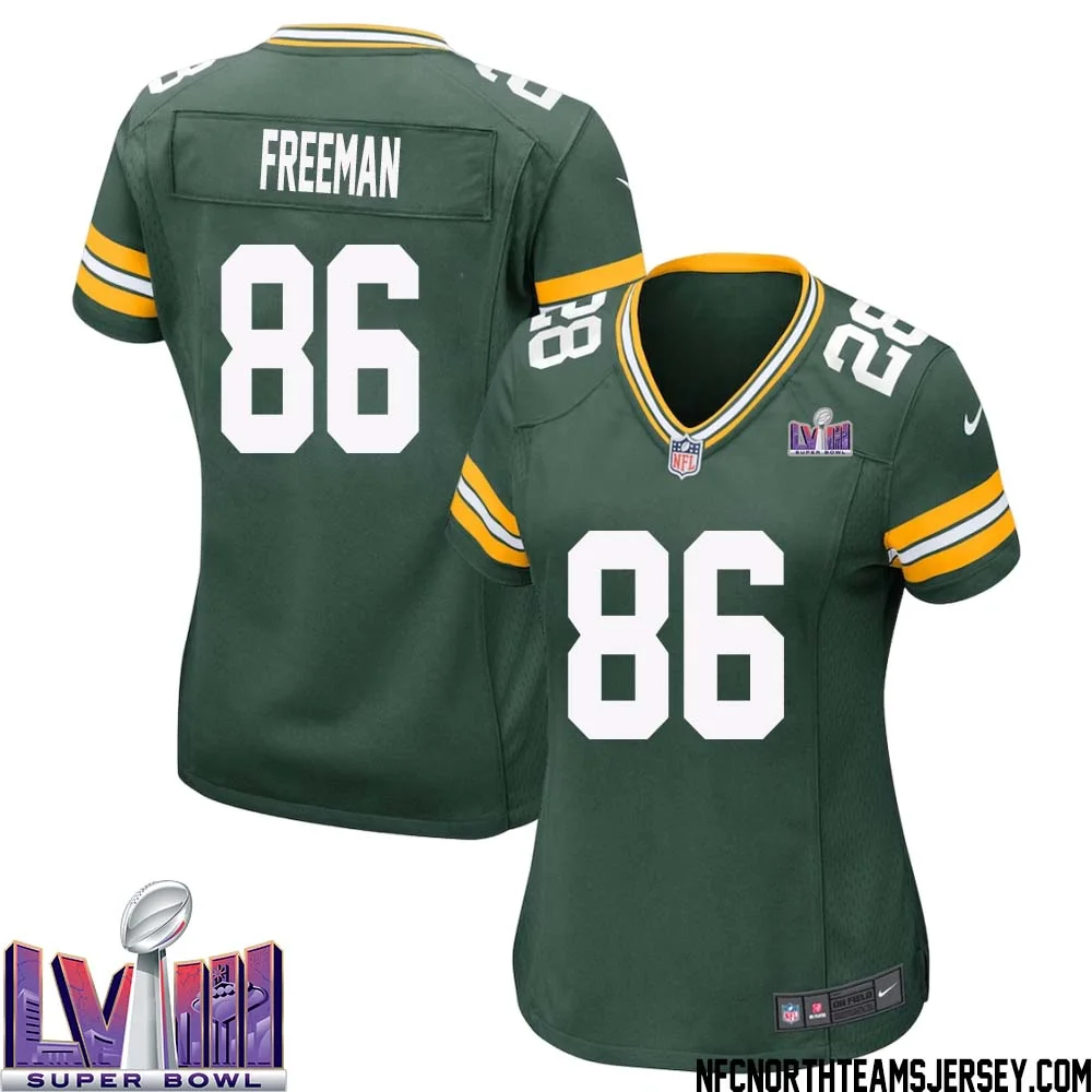 Antonio Freeman No 86 Green Bay Packers Super Bowl LVIII Home Game Jersey Womens