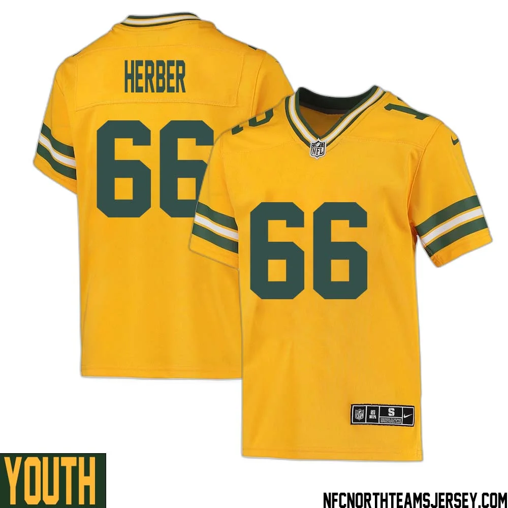 Arnie Herber No 66 Davante Adams Green Bay Packers Inverted Legend Jersey Gold Youth