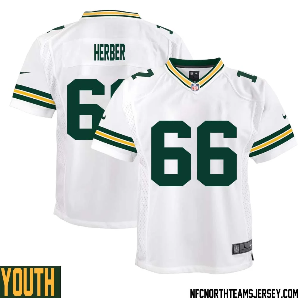 Arnie Herber No 66 Green Bay Packers Away Game Jersey Youth White