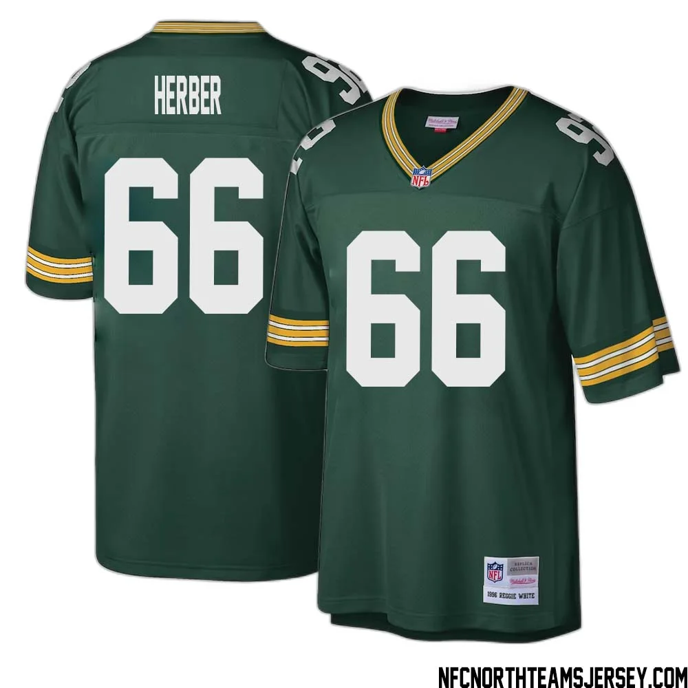 Arnie Herber No 66 Green Bay Packers Mitchell Ness Big Tall 1996 Retired Player Replica Jersey Green 1 1