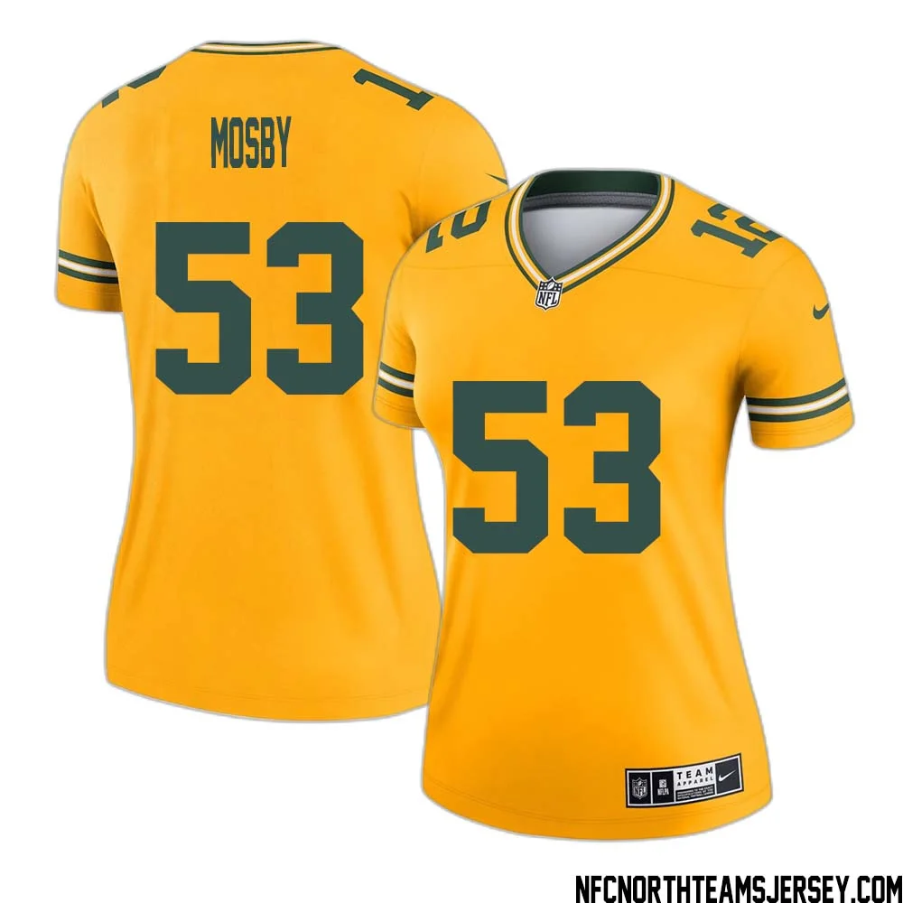 Arron Mosby No 53 Davante Adams Green Bay Packers Inverted Legend Jersey Gold Women 1