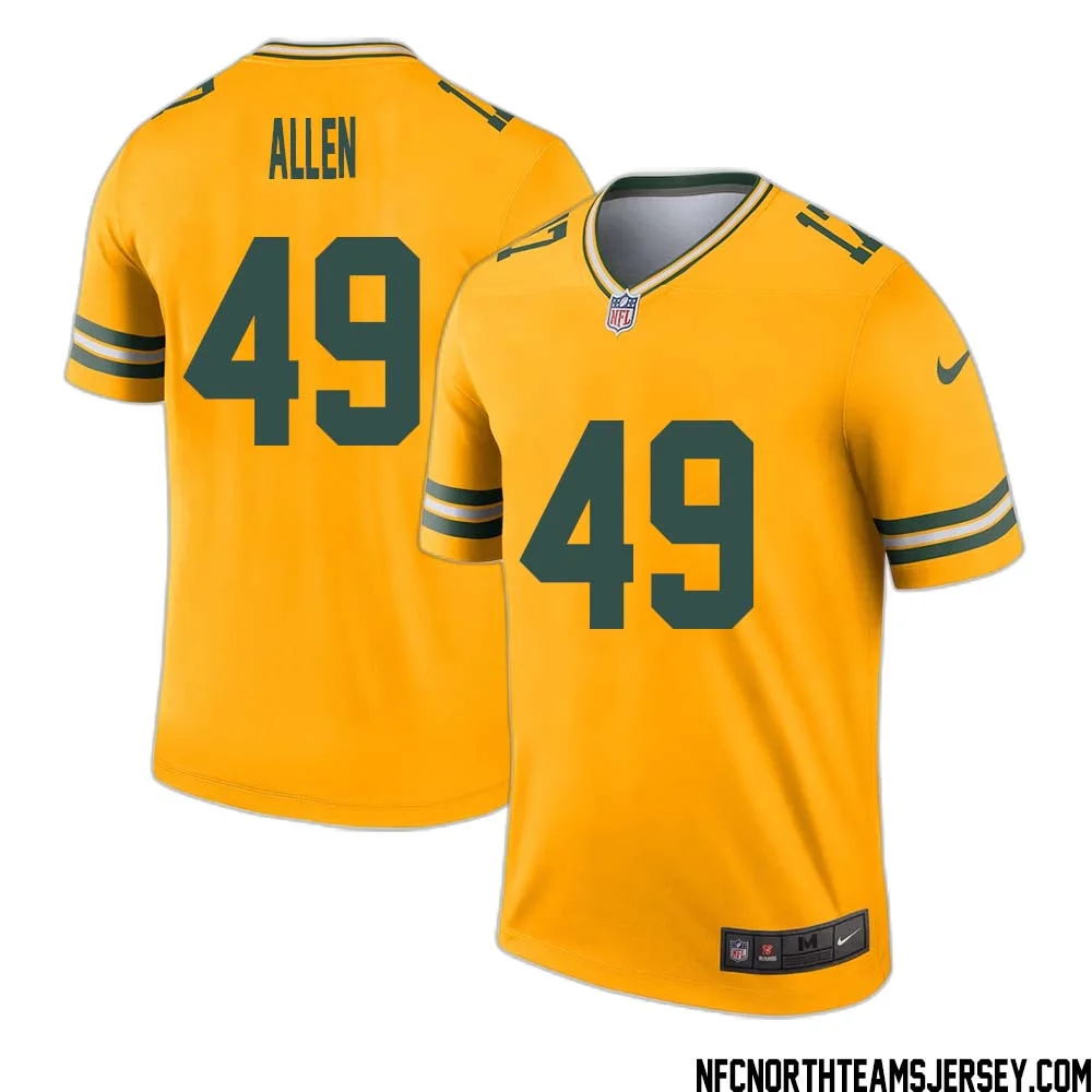 Austin Allen No 49 Davante Adams Green Bay Packers Inverted Legend Jersey Gold 1