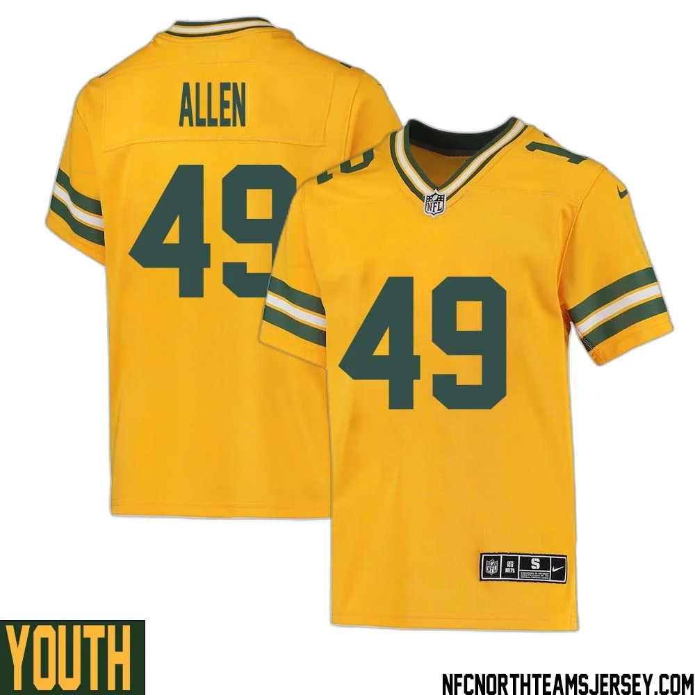 Austin Allen No 49 Davante Adams Green Bay Packers Inverted Legend Jersey Gold Youth 1