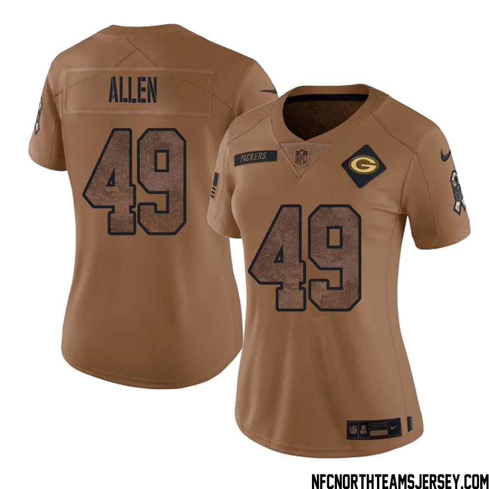 Austin Allen No 49 Green Bay Packers 2023 Salute To Service Limited Player Jersey Women Brown 1