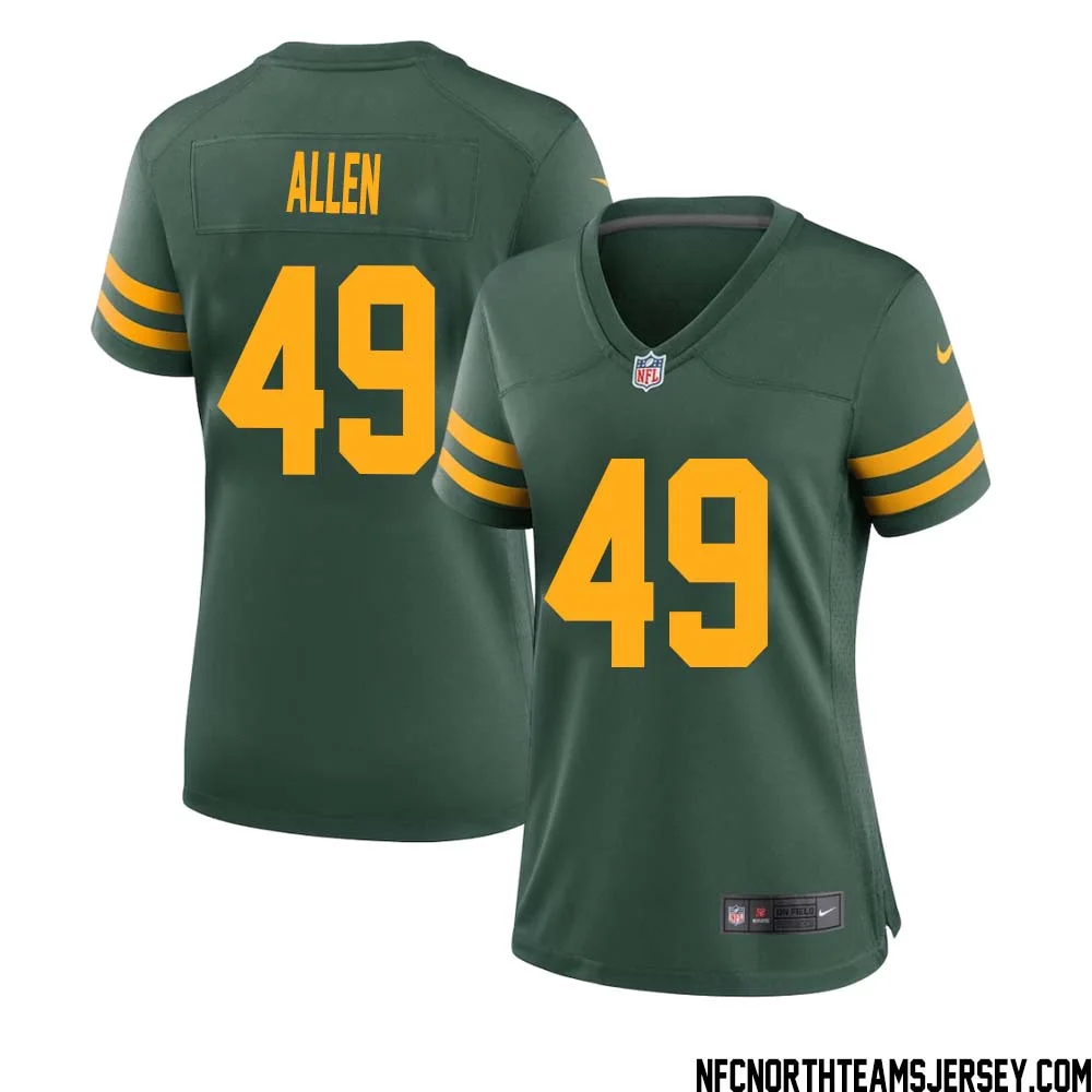 Austin Allen No 49 Green Bay Packers Alternate Jersey Green Womens 1