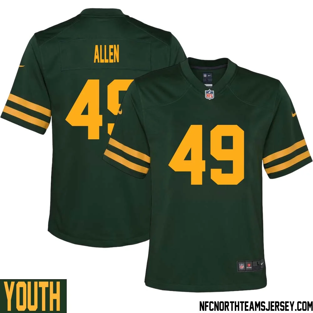 Austin Allen No 49 Green Bay Packers Alternate Jersey Green Youth