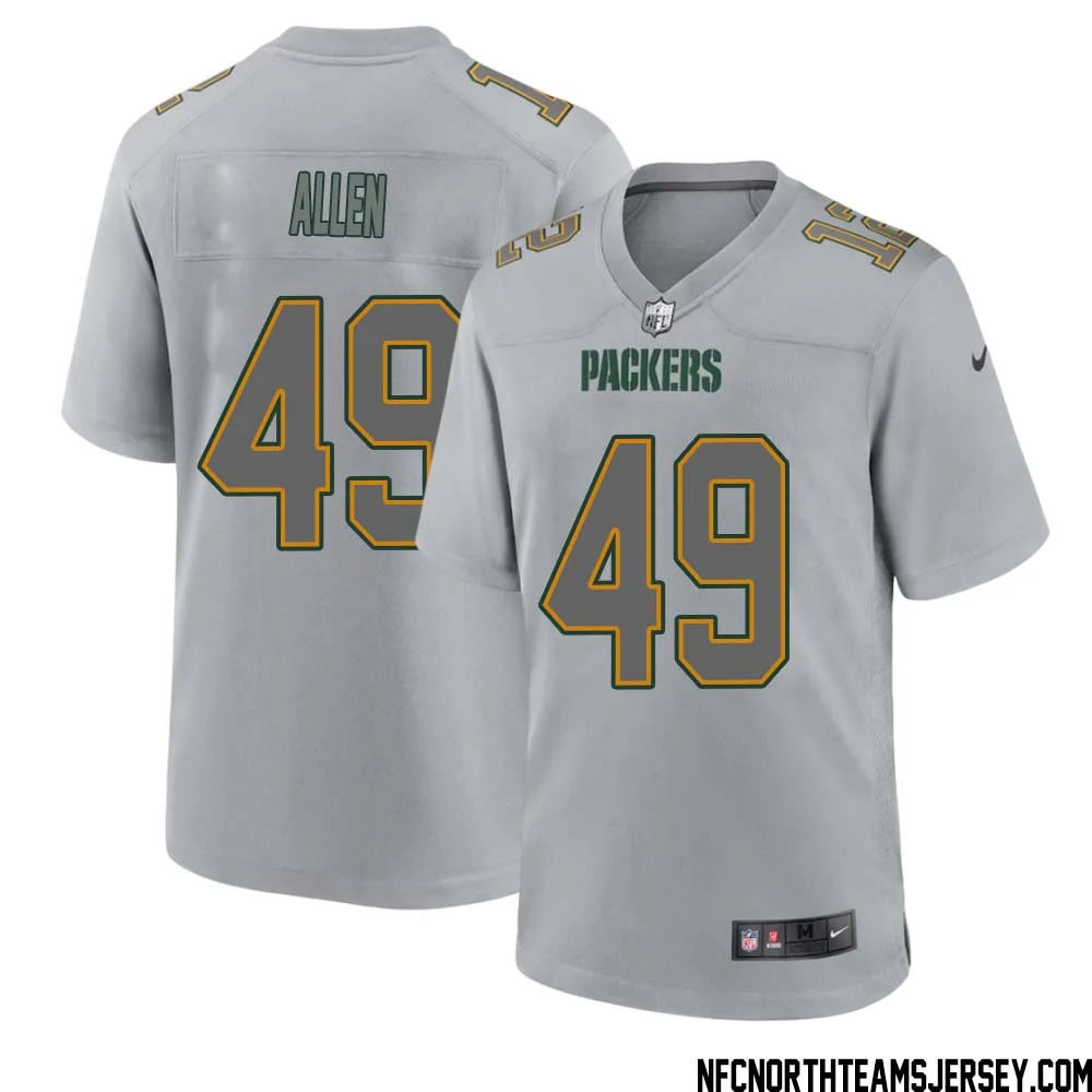 Austin Allen No 49 Green Bay Packers Atmosphere Jersey Grey Mens 1