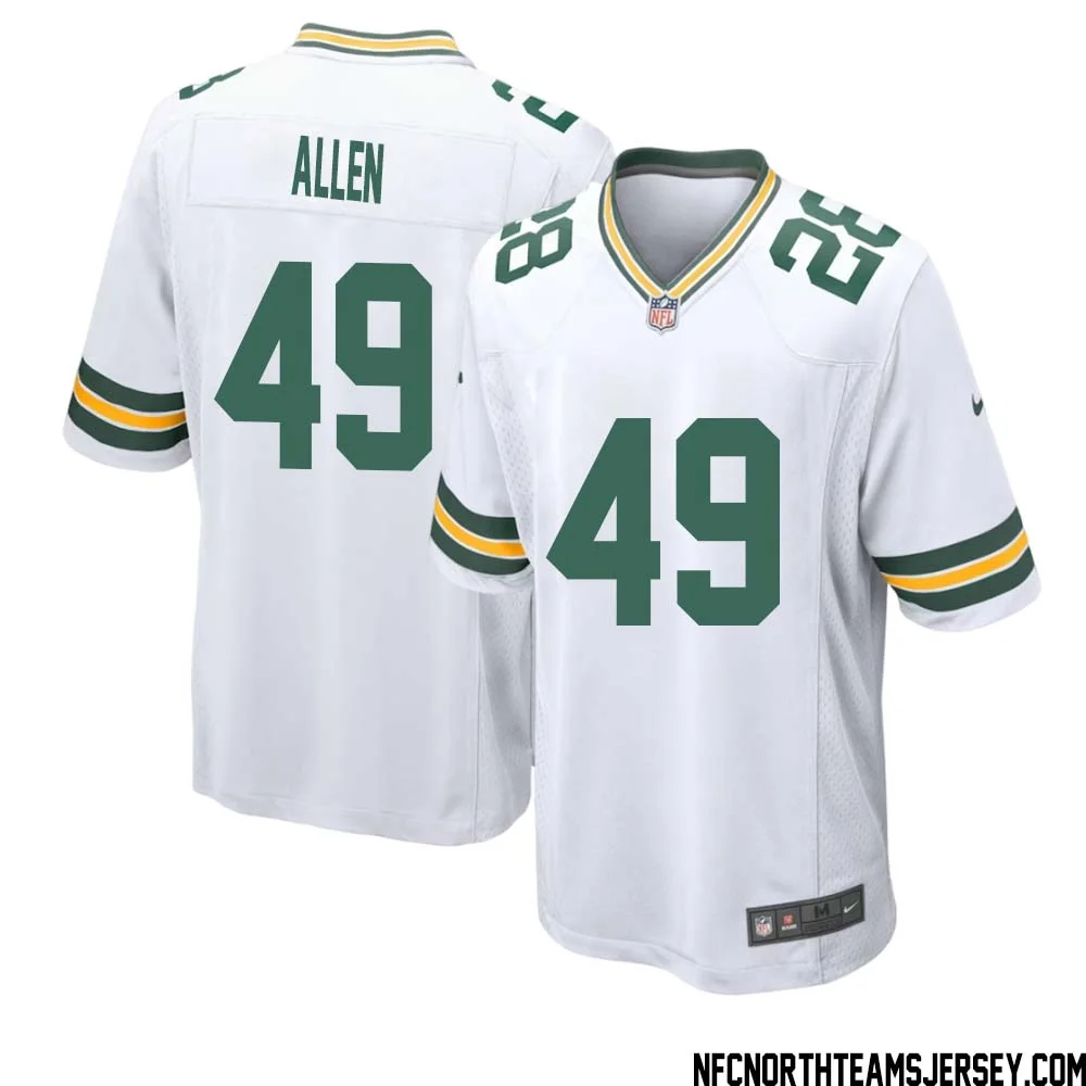 Austin Allen No 49 Green Bay Packers Away Game Jersey Mens White 1