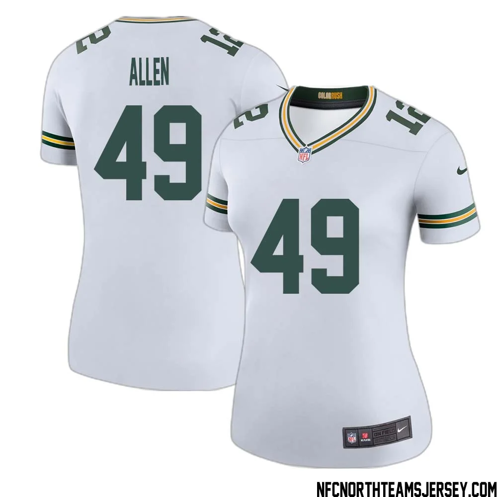 Austin Allen No 49 Green Bay Packers Color Rush Legend Jersey White Womens