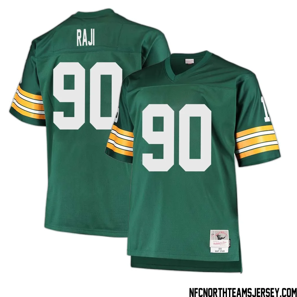 B. J. Raji No 90 Green Bay Packers Mitchell Ness Big Tall 1968 Retired Player Replica Jersey Green 1