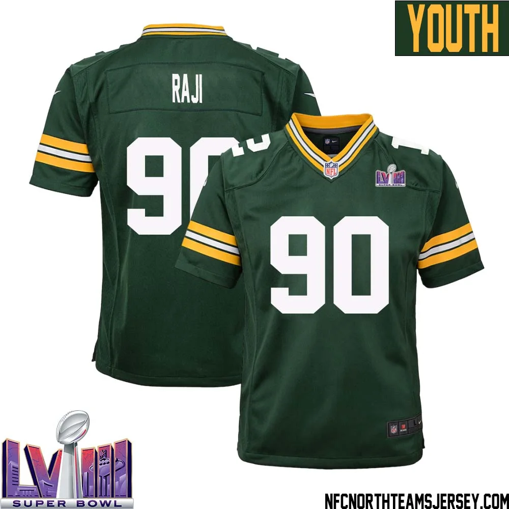 B. J. Raji No 90 Green Bay Packers Super Bowl LVIII Home Game Jersey Youth
