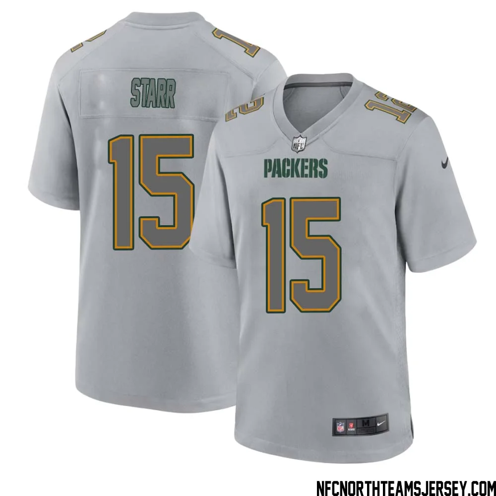 Bart Starr No 15 Green Bay Packers Atmosphere Jersey Grey Mens 1