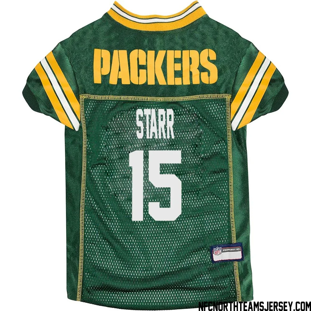 Bart Starr No 15 Green Bay Packers Dog Jersey Green