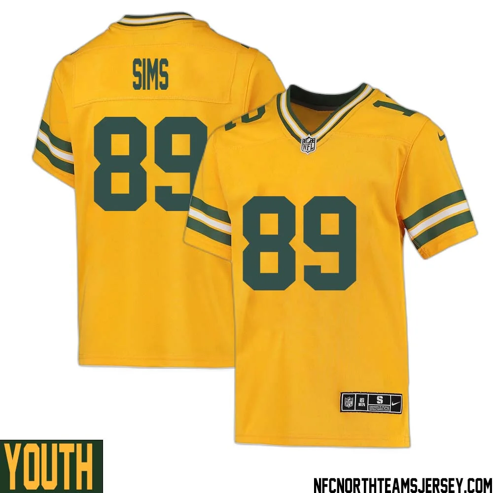 Ben Sims No 89 Davante Adams Green Bay Packers Inverted Legend Jersey Gold Youth