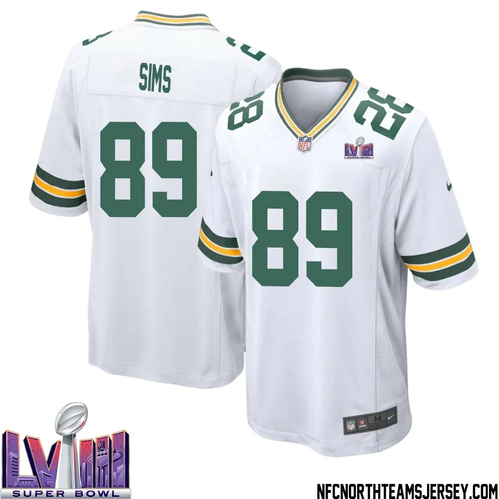 Ben Sims No 89 Green Bay Packers Super Bowl LVIII Away Game Jersey Mens White