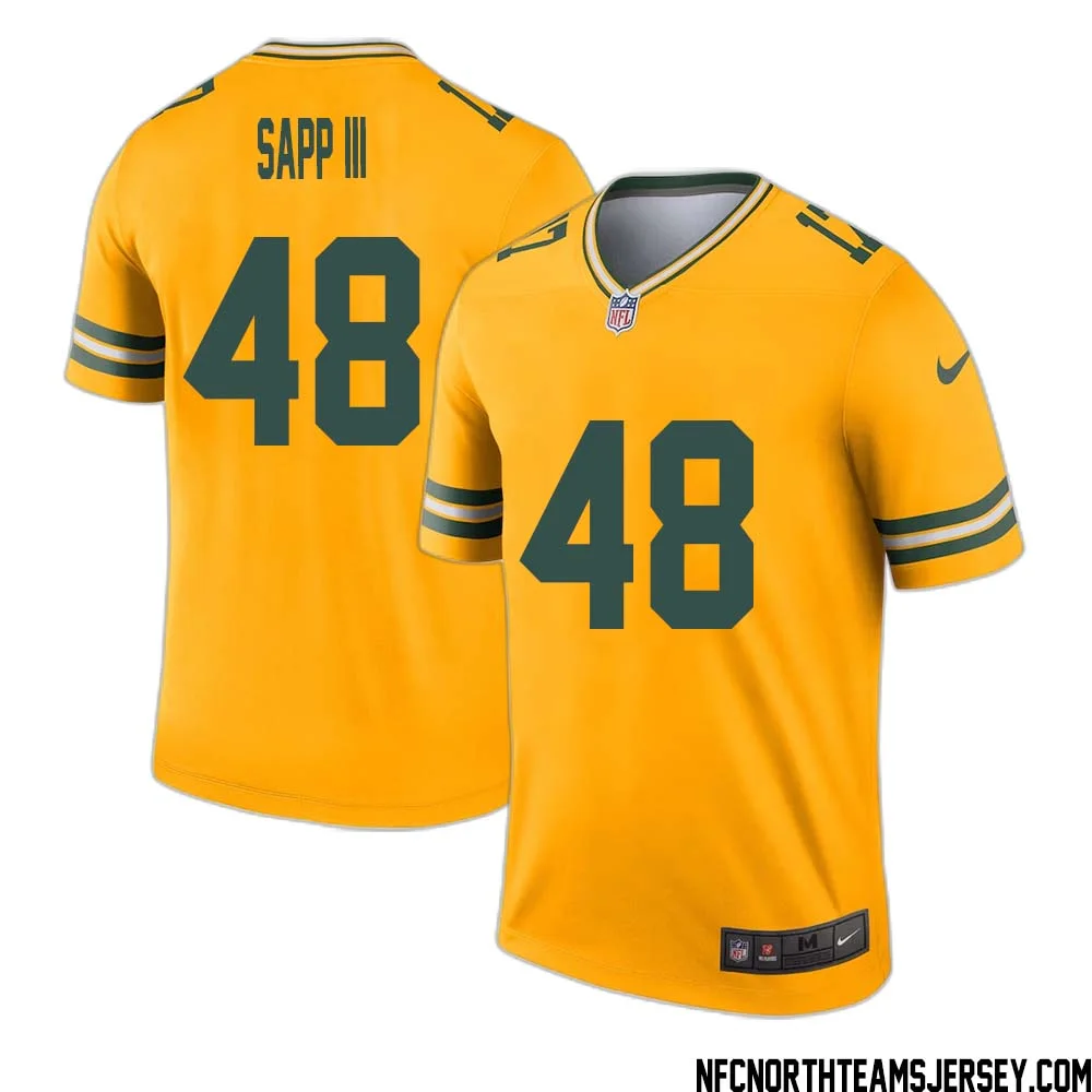 Benny Sapp III No 48 Davante Adams Green Bay Packers Inverted Legend Jersey Gold