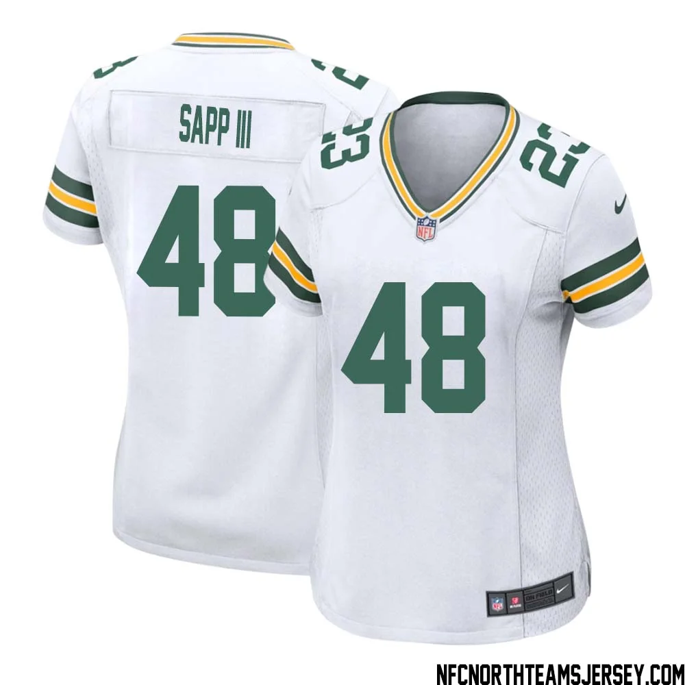 Benny Sapp III No 48 Green Bay Packers Away Game Jersey Womens White