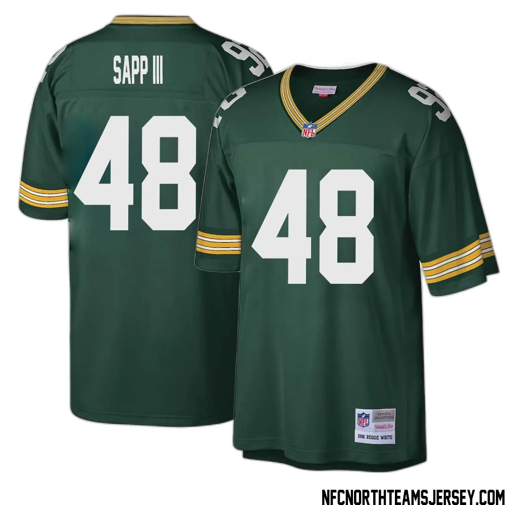 Benny Sapp III No 48 Green Bay Packers Mitchell Ness Big Tall 1996 Retired Player Replica Jersey Green 1