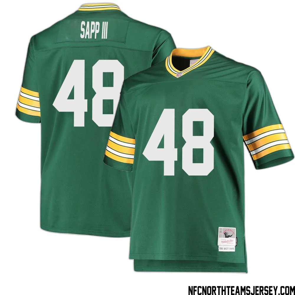 Benny Sapp III No 48 Green Bay Packers Mitchell Ness Big Tall 1996 Retired Player Replica Jersey Green 2