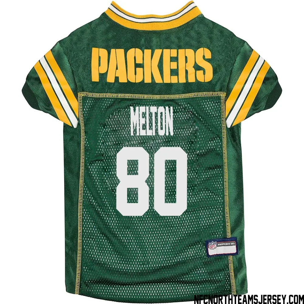 Bo Melton No 80 Green Bay Packers Dog Jersey Green 1