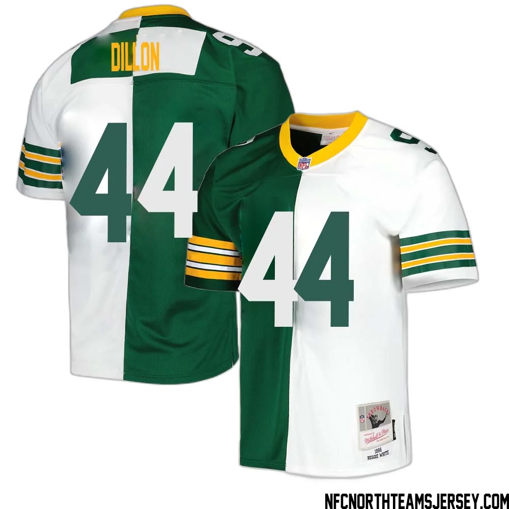 Bobby Dillon No 44 Green Bay Packers Mitchell Ness 1996 Split Legacy Replica Jersey Green White 1
