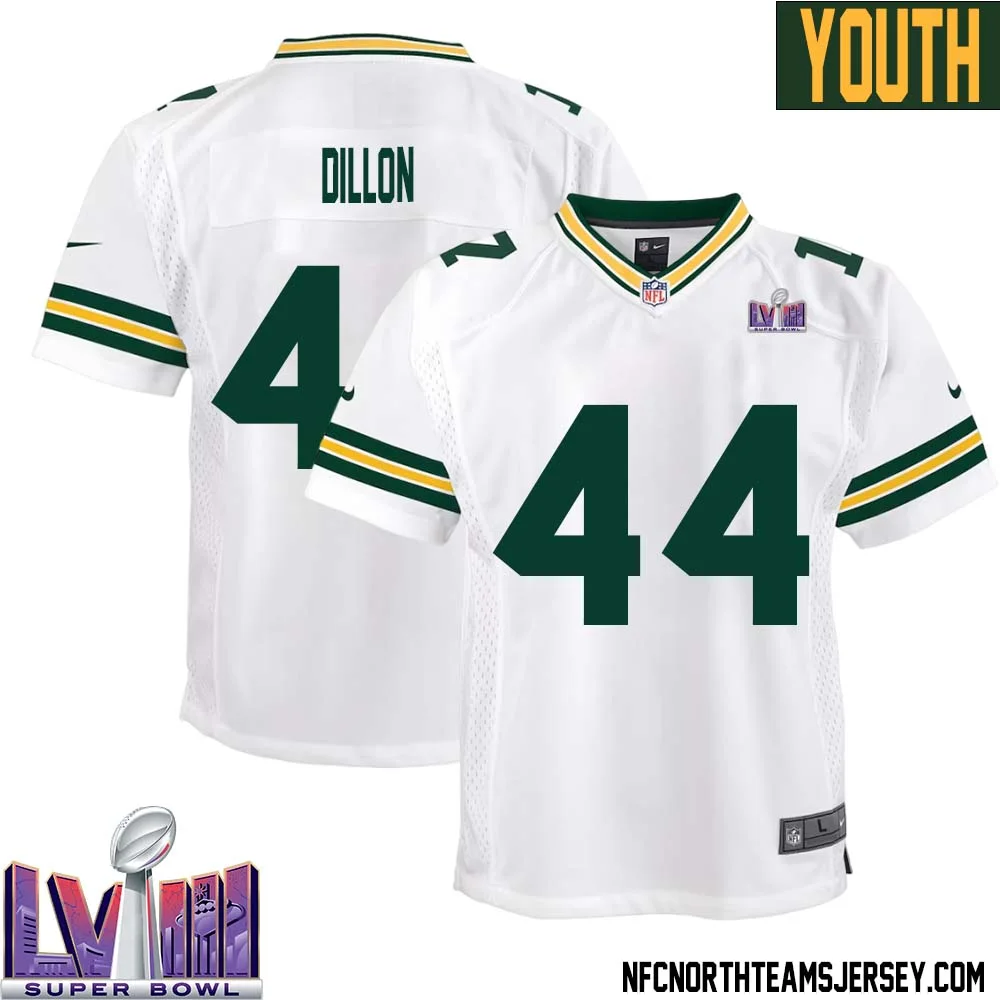 Bobby Dillon No 44 Green Bay Packers Super Bowl LVIII Away Game Jersey Youth White