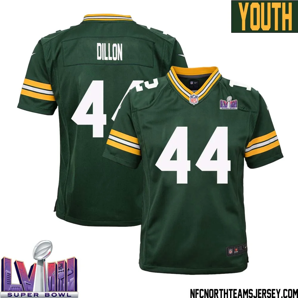 Bobby Dillon No 44 Green Bay Packers Super Bowl LVIII Home Game Jersey Youth 1