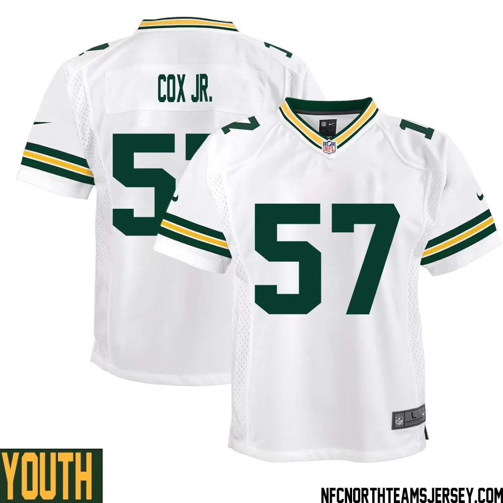 Brenton Cox Jr. No 57 Green Bay Packers Away Game Jersey Youth White