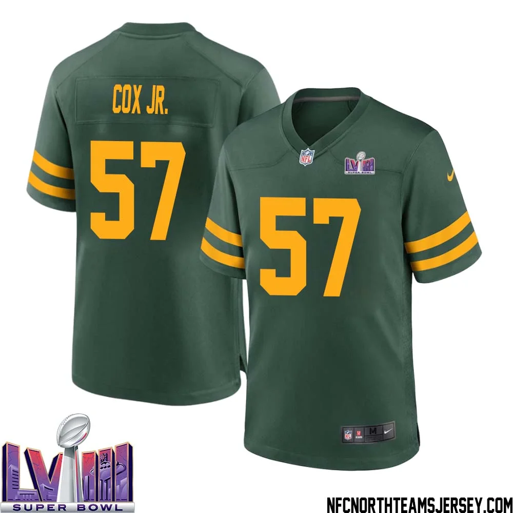 Brenton Cox Jr. No 57 Green Bay Packers Super Bowl LVIII Alternate Green Jersey for Men 1
