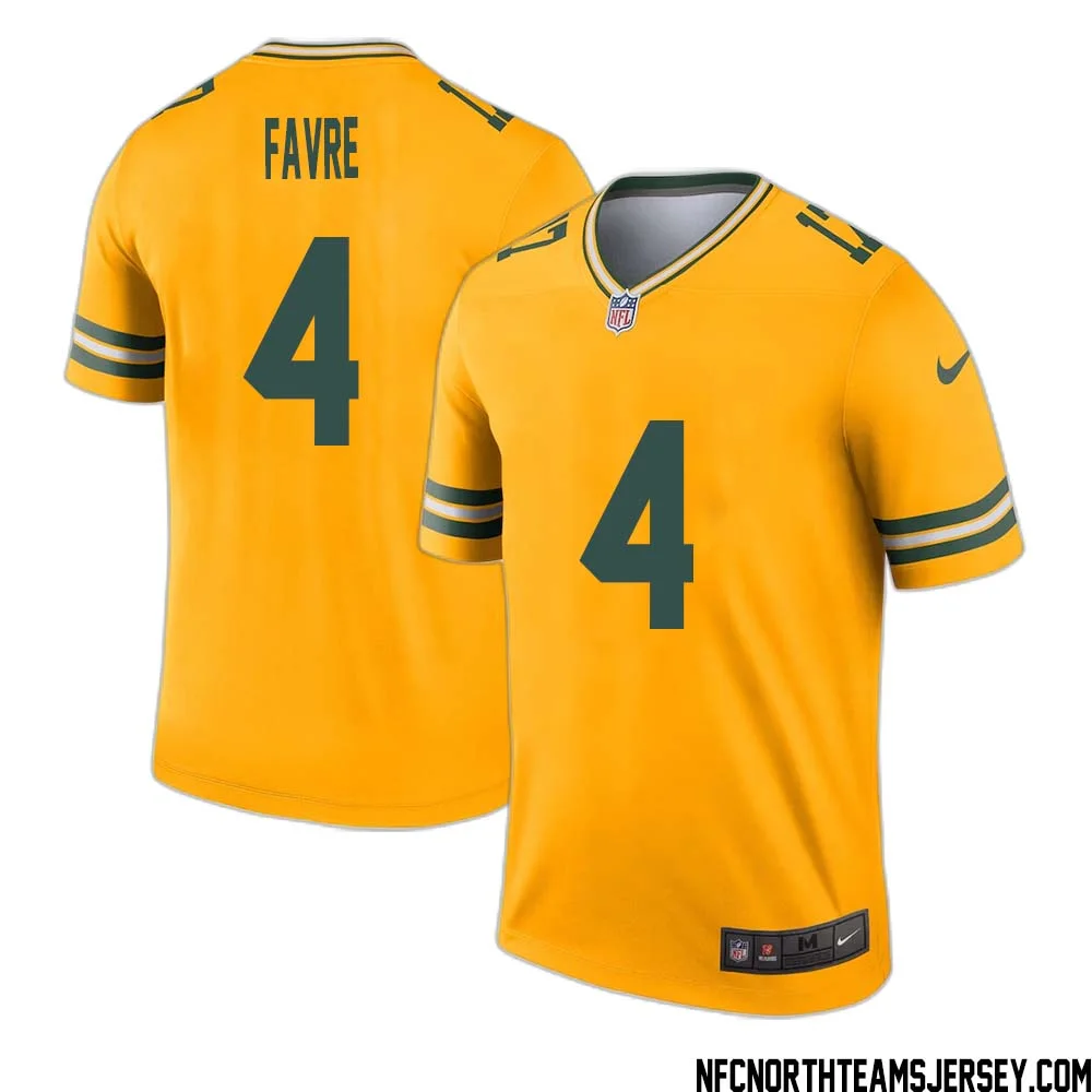 Brett Favre No 4 Davante Adams Green Bay Packers Inverted Legend Jersey Gold