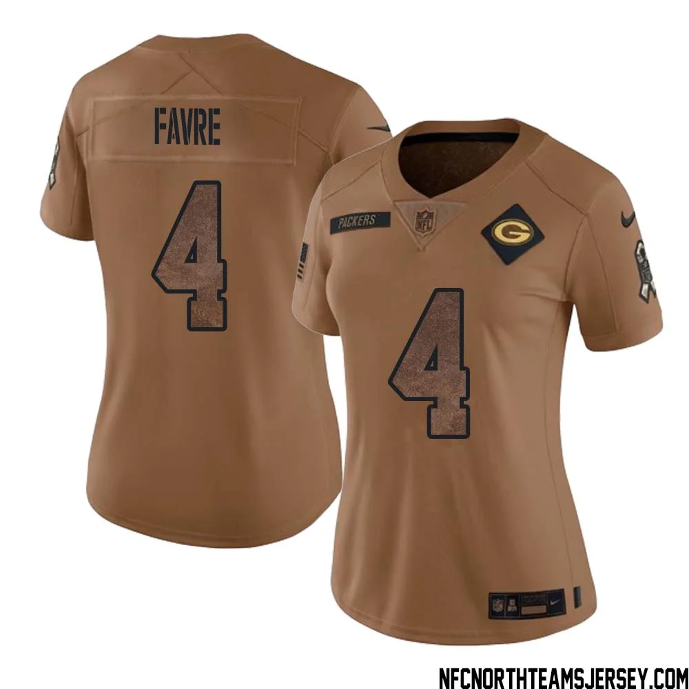 Brett Favre No 4 Green Bay Packers 2023 Salute To Service Limited Player Jersey Women Brown 1