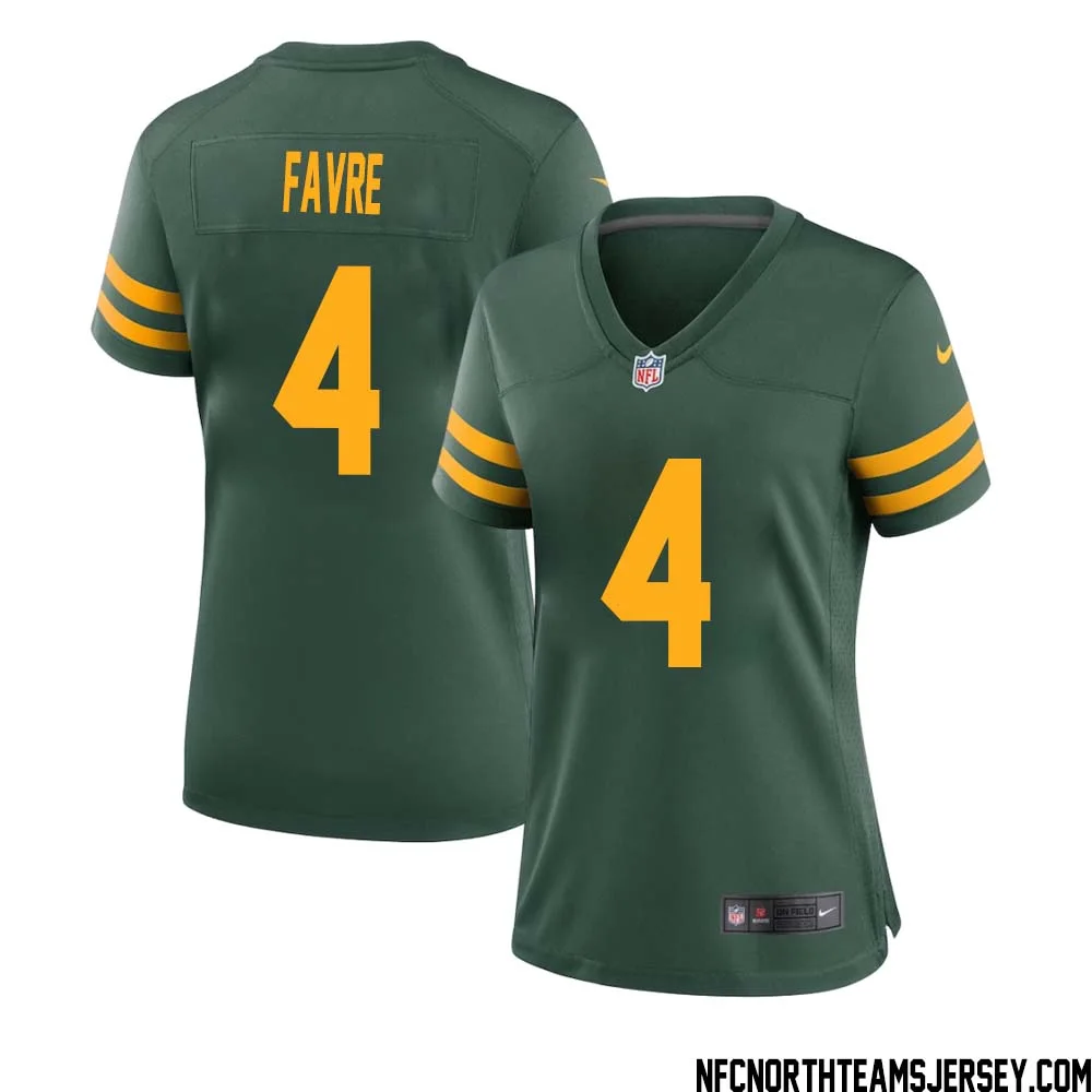 Brett Favre No 4 Green Bay Packers Alternate Jersey Green Womens