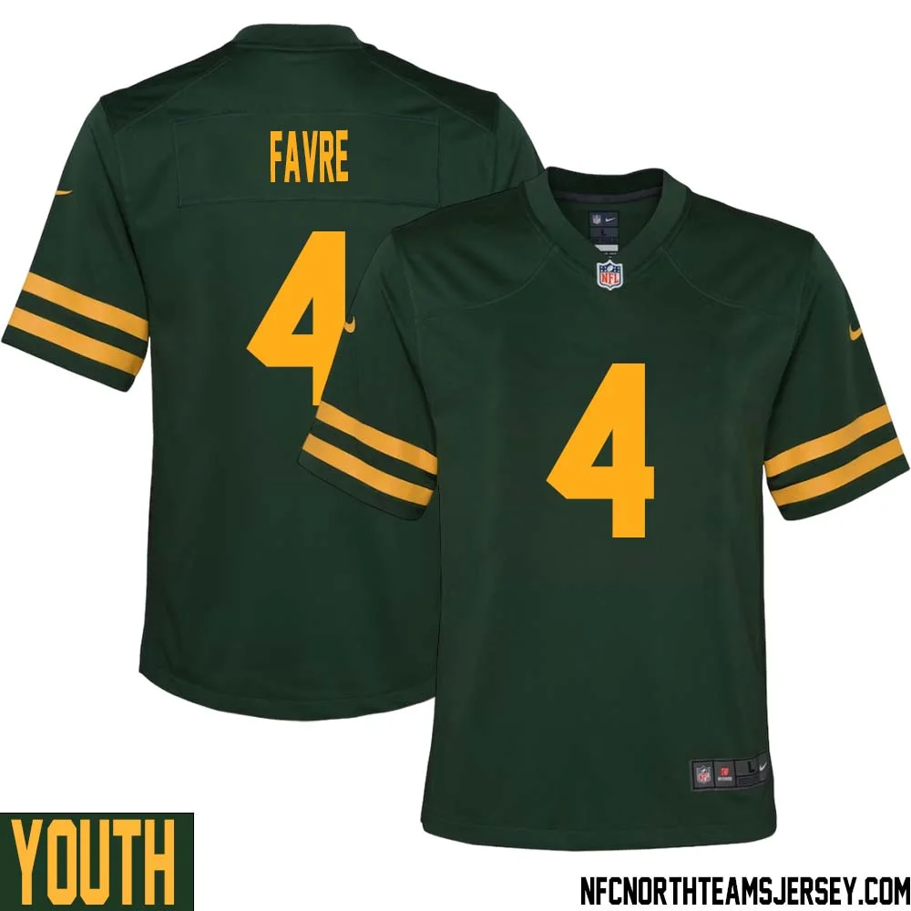 Brett Favre No 4 Green Bay Packers Alternate Jersey Green Youth 1