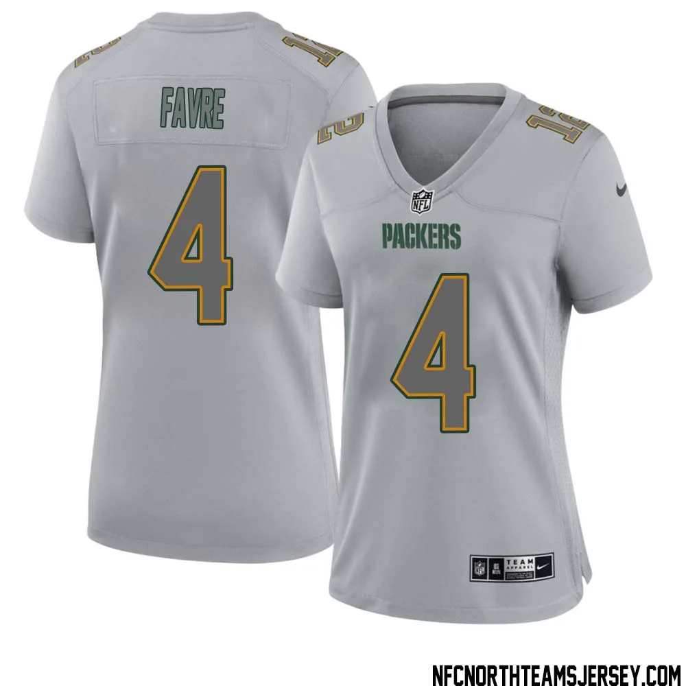 Brett Favre No 4 Green Bay Packers Atmosphere Jersey Grey Womens