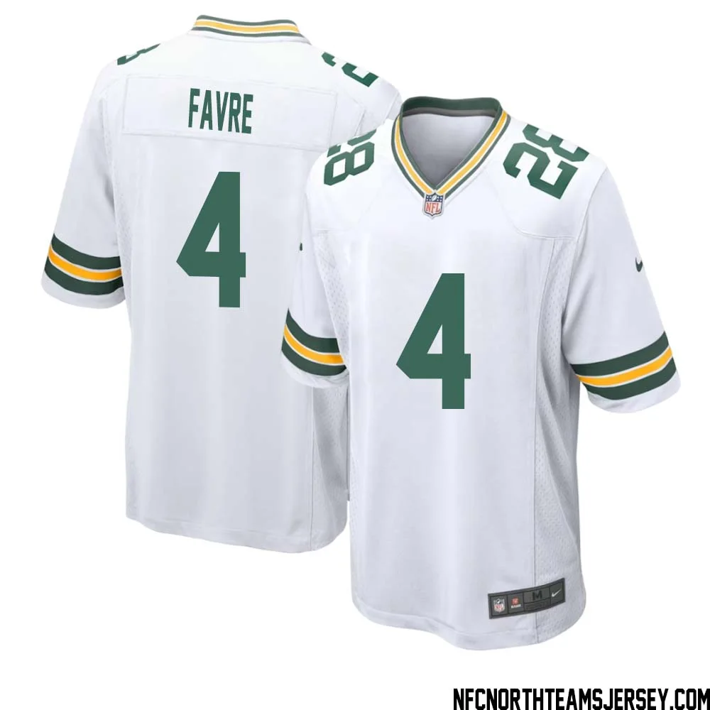 Brett Favre No 4 Green Bay Packers Away Game Jersey Mens White