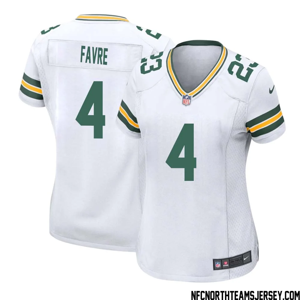 Brett Favre No 4 Green Bay Packers Away Game Jersey Womens White 1